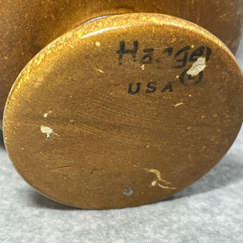 Haeger Pottery Planter Vase MCM Green Brown Sputnik‎ Speckled Glaze Stamped USA - Picture 5 of 8